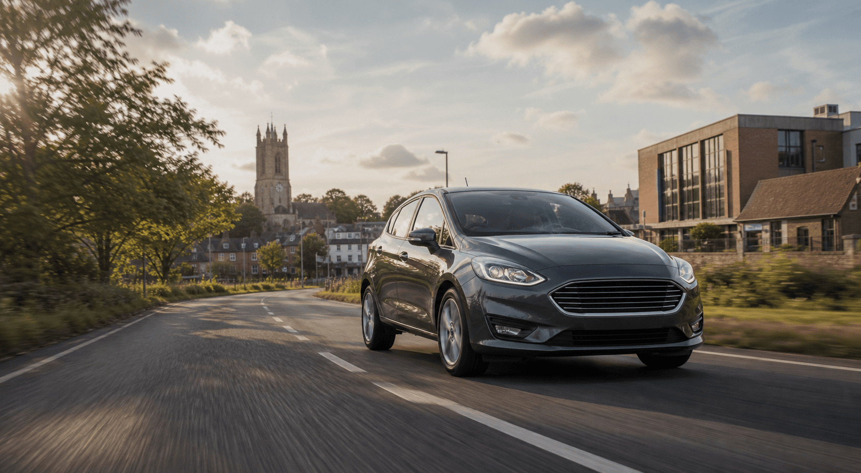Compact hire car ready for practical travel around Loughborough